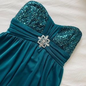 ✨Host Pick✨Turquoise Strapless Formal Dress